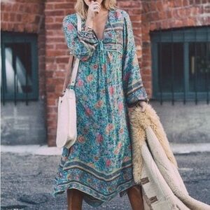 🌾 Spell and the Gypsy folk town turquoise midi dress